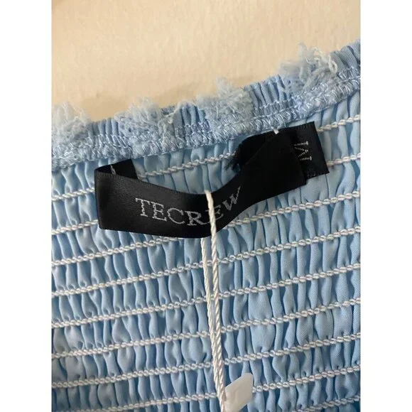 NWT Tecrew Women's Blue Chiffon Short Sleeve Dress - Medium - Picture 3 of 13